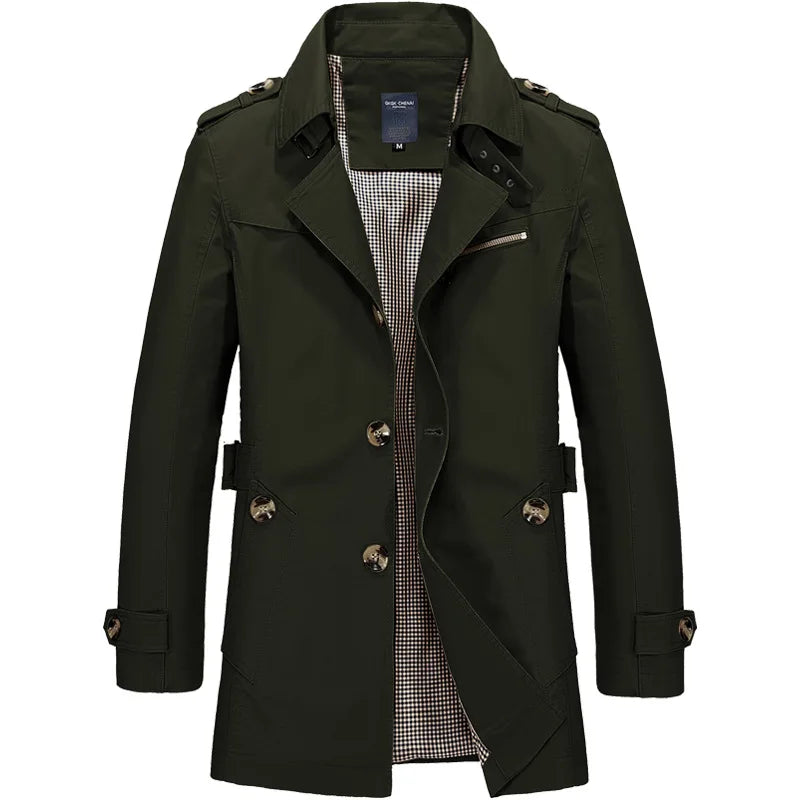 NOUVEAU RICHE Business Casual Trenchcoat Herren Eleganter Wärmender Mantel Dunkelblau