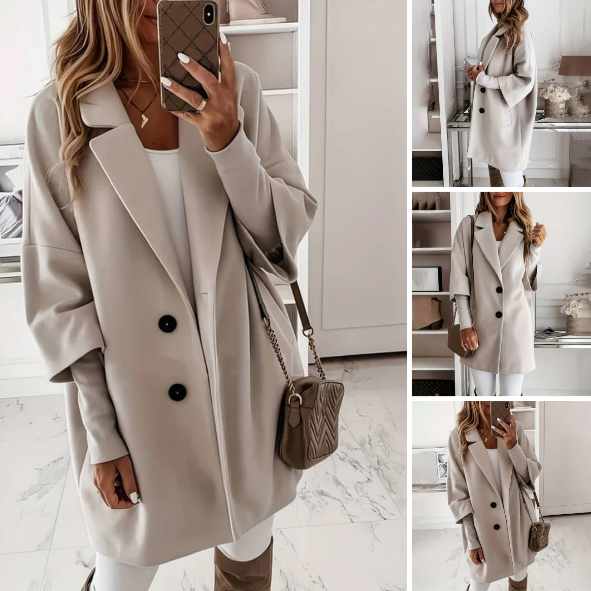 NOUVEAU RICHE Mantel Glamour Stil Mit Hochwertiger Verarbeitung Eleganz - Winterjacke - Wintermäntel Damen