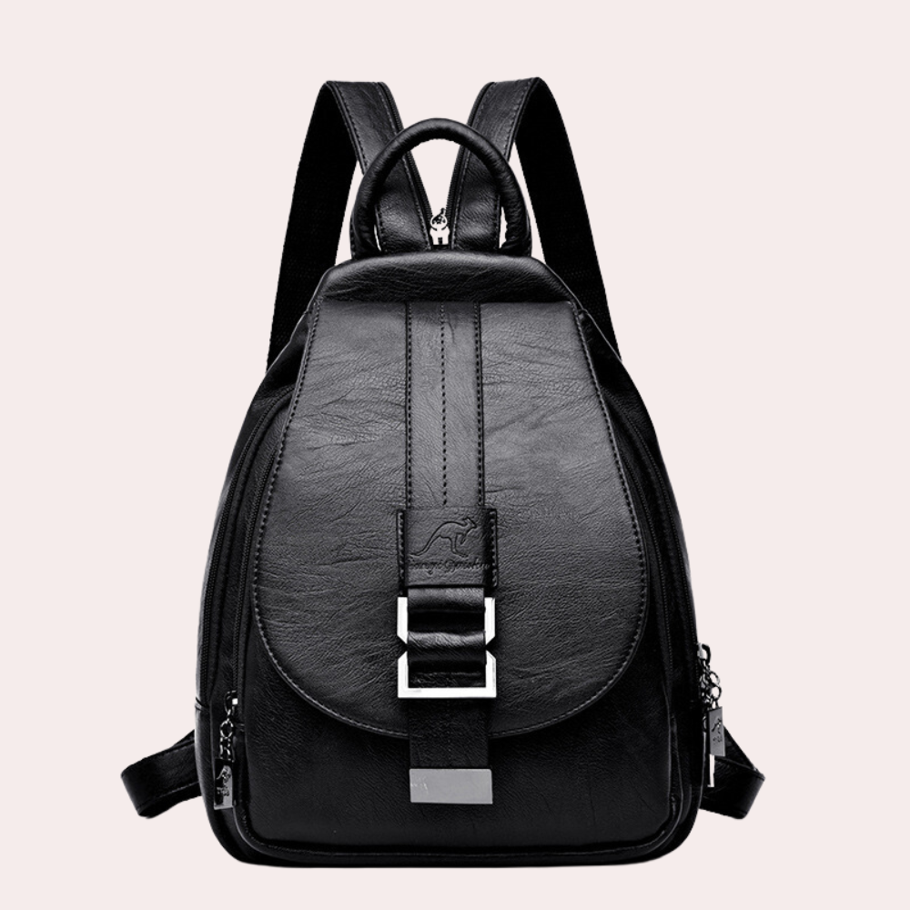 NOUVEAU RICHE Damen Trendy Leder Rucksack - Chic Vielseitig Langlebig Für Jeden Tag - Backpack Schwarz