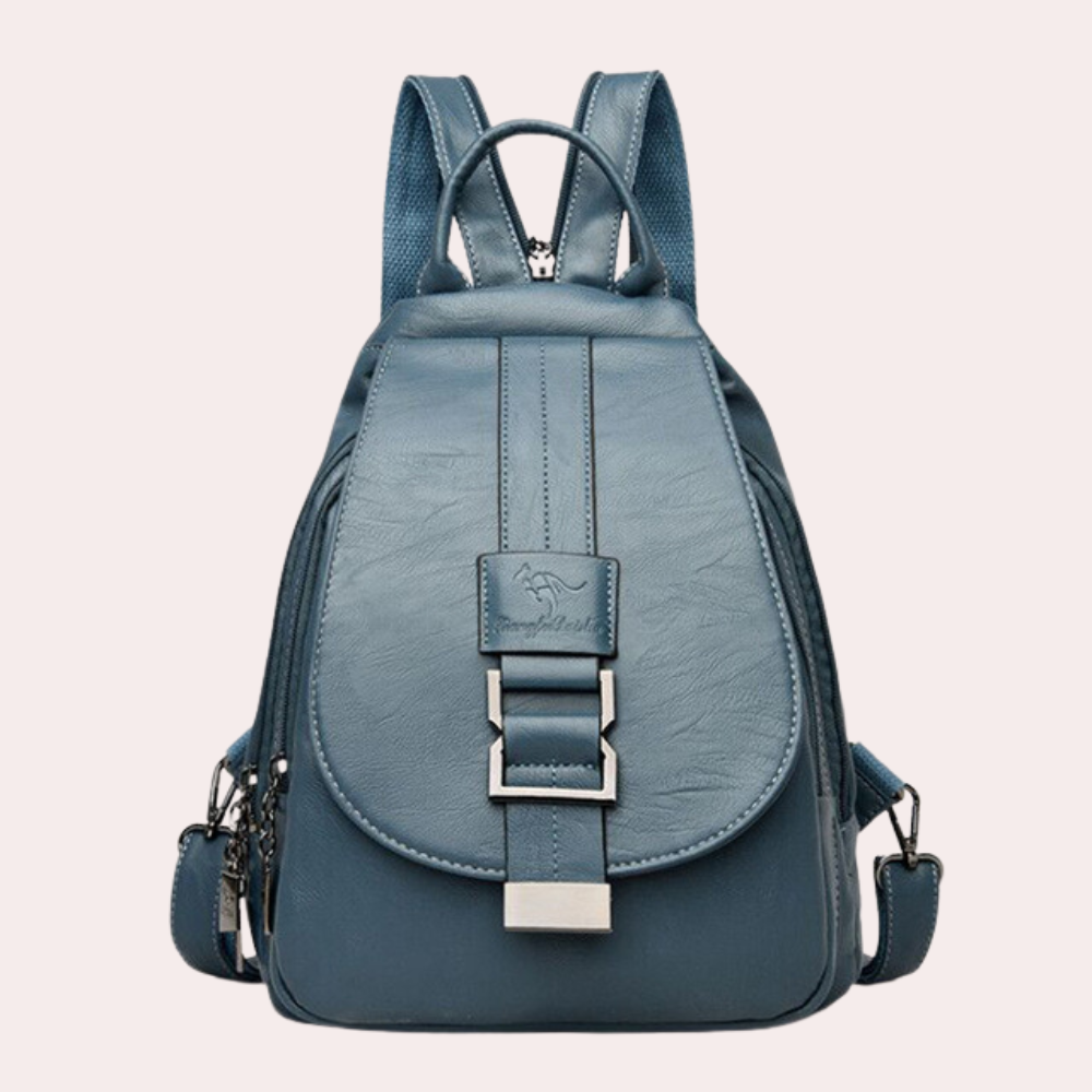 NOUVEAU RICHE Damen Trendy Leder Rucksack - Chic Vielseitig Langlebig Für Jeden Tag - Backpack Blau