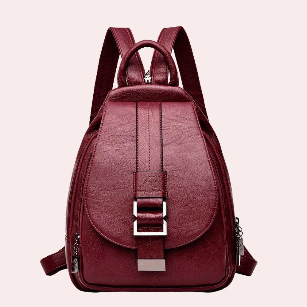 NOUVEAU RICHE Damen Trendy Leder Rucksack - Chic Vielseitig Langlebig Für Jeden Tag - Backpack Rot