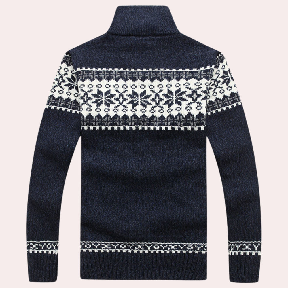 NOUVEAU RICHE Calico | Herren Cardigan mit durchgehendem Reißverschluss und Muster