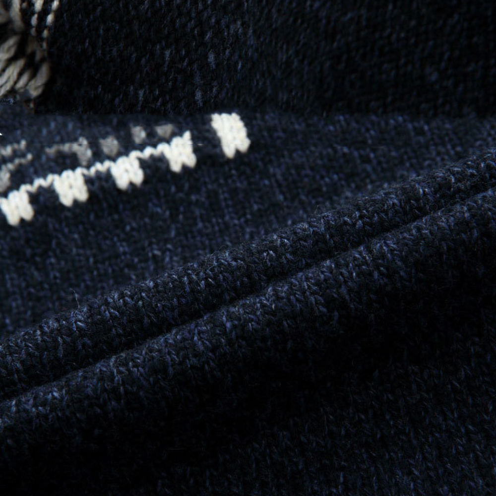 NOUVEAU RICHE Calico | Herren Cardigan mit durchgehendem Reißverschluss und Muster