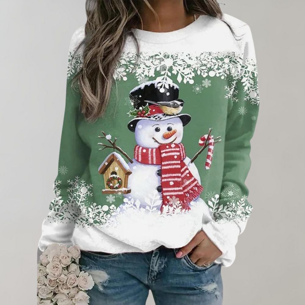 NOUVEAU RICHE Warmer Weihnachtspullover für Damen – Weicher Winterpullover mit Weihnachtsmotiv, 8 Farben, M–3XL – Zahara Grün