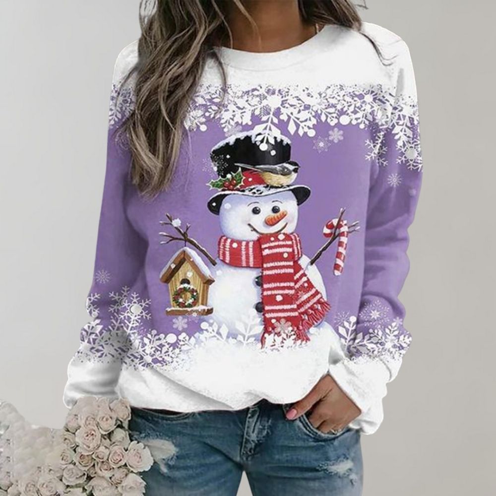 NOUVEAU RICHE Warmer Weihnachtspullover für Damen – Weicher Winterpullover mit Weihnachtsmotiv, 8 Farben, M–3XL – Zahara Lila