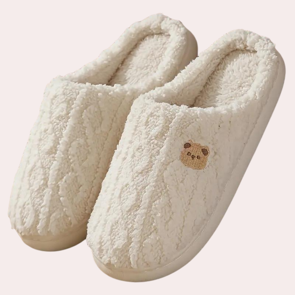 NOUVEAU RICHE Tasana | Dame Luxus Winter Pantoffeln mit Weicher Sohle - Warme Plüsch Hausschuhe & Lammfell Slippers