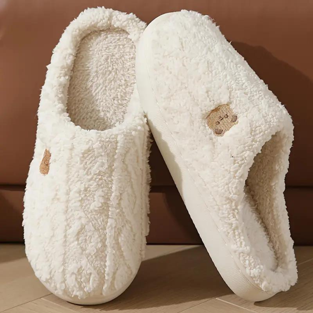 NOUVEAU RICHE Tasana | Dame Luxus Winter Pantoffeln mit Weicher Sohle - Warme Plüsch Hausschuhe & Lammfell Slippers