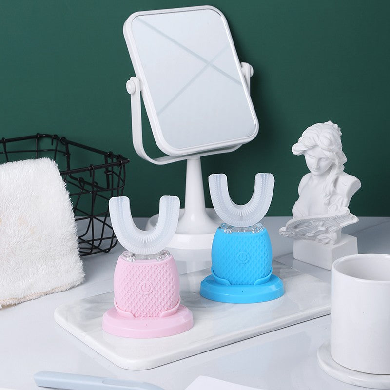 NOUVEAU RICHE 360° U-förmige Elektrische Zahnbürste – Schall-Zahnbürste mit Mundstück, 30 Sekunden Putzen, Zahnfleischmassage, USB, 4 Farben