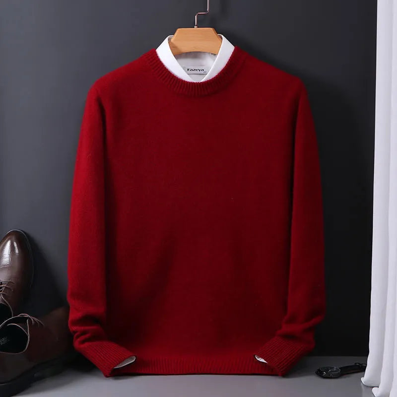 NOUVEAU RICHE Kaschmirpullover Herren 100% Kaschmir Weicher Schnitt Rot