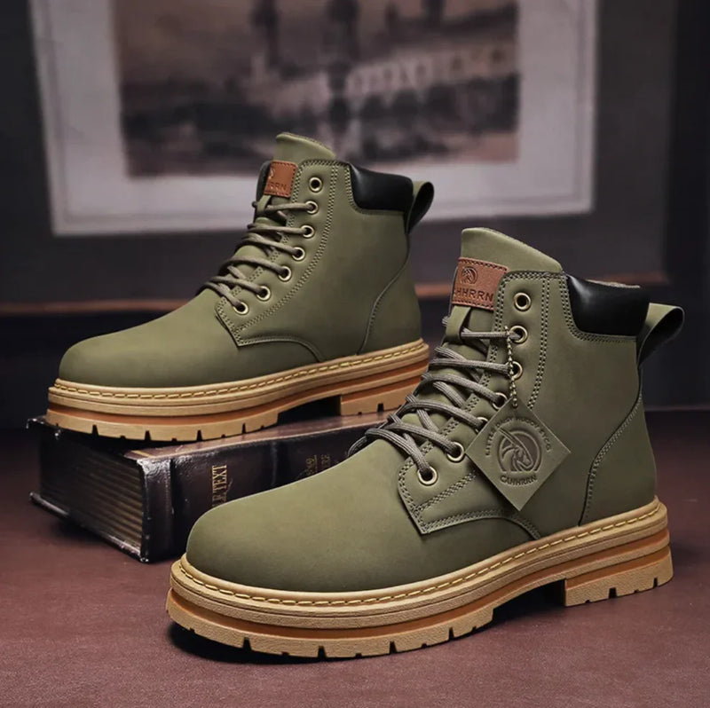 NOUVEAU RICHE Schnürstiefel Herren Wasserdicht Mit Komfortsohle Stilvoll Grün