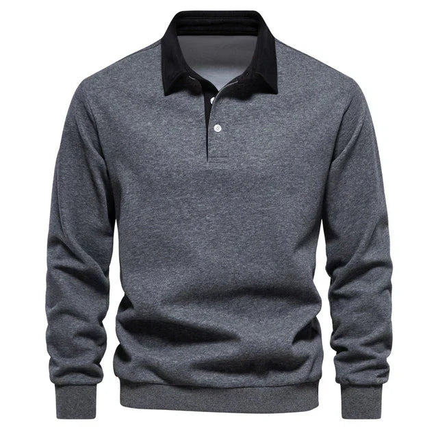 NOUVEAU RICHE Polohemd Herren Hochwertiges Material Bequemer Schnitt Grau