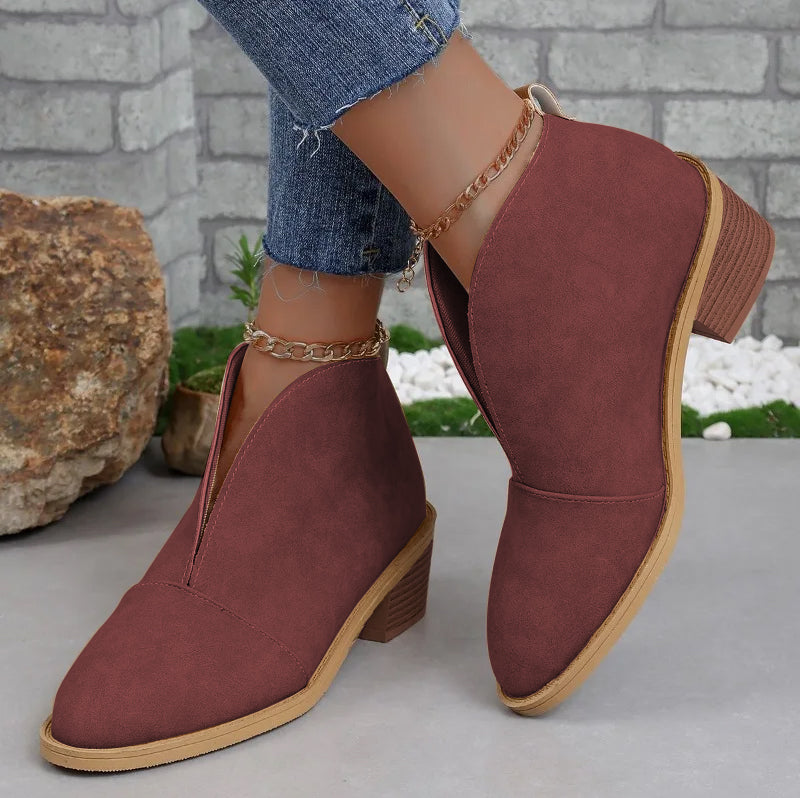 NOUVEAU RICHE Stiefeletten Winter Damen Verstärktes Design Komfort Weinrot