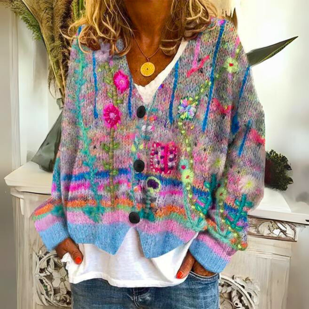 NOUVEAU RICHE Cardigan Hannah Warmen Und Modischen Muster Lockere Passform