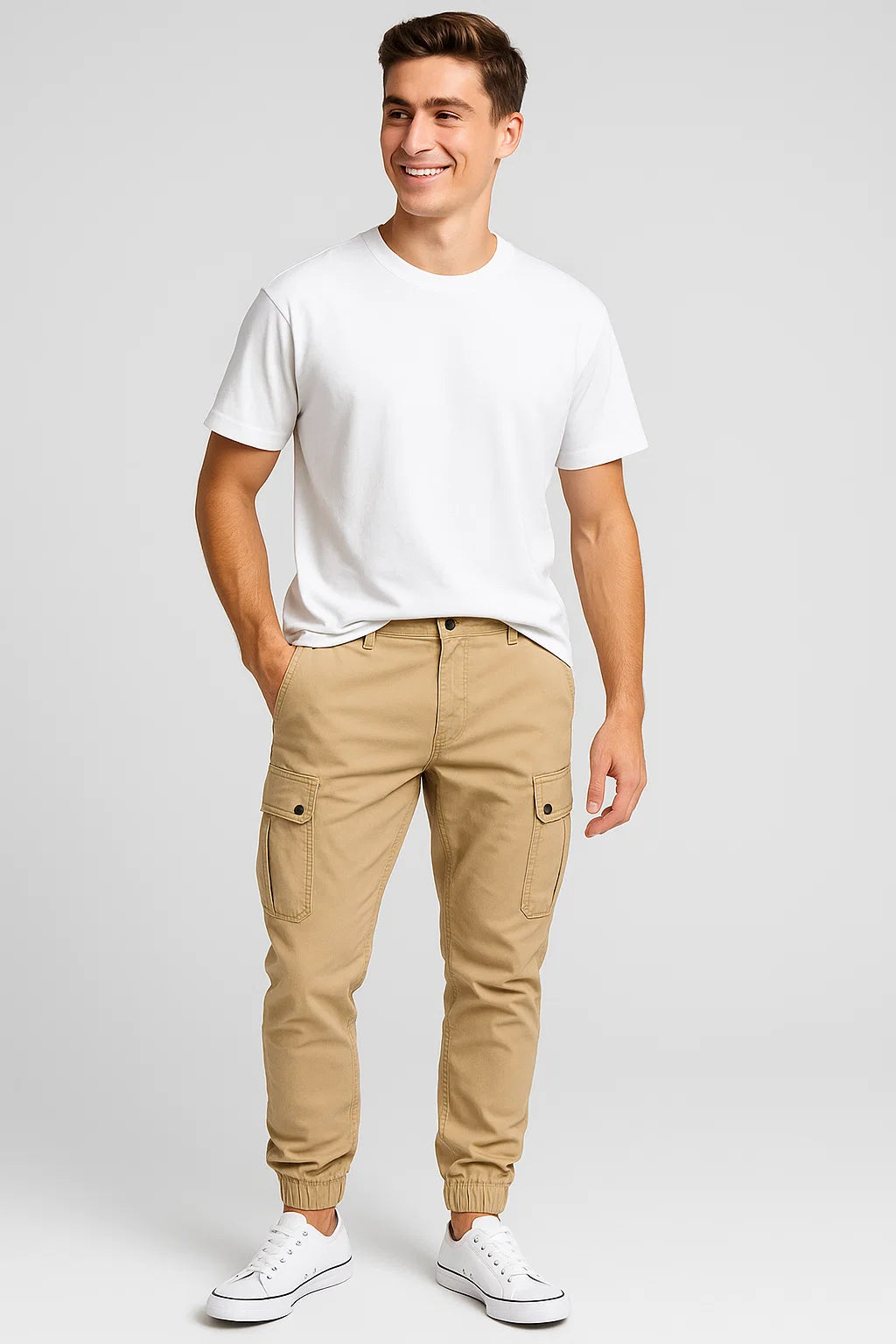 NOUVEAU RICHE Herren Cargo-Jogginghosen Slim-Fit-Design Taschen Outdoor