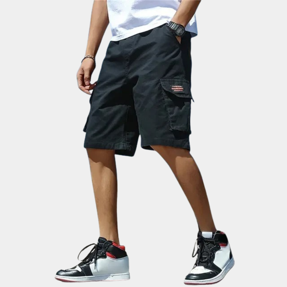 NOUVEAU RICHE Cargo Shorts Bequeme Passform Mit Mehreren Taschen Schwarz