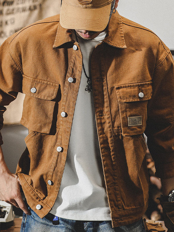 NOUVEAU RICHE Cargojacke Im American Vintage Stil Für Herren Retro Arbeitsjacke Mit Robuster Passform Und Klassischem Design
