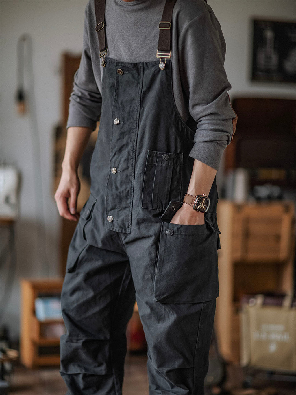 NOUVEAU RICHE Carver Canvas-Latzhose Robuste Und Funktionale Arbeitskleidung Für Handwerker Und Outdoor-Aktivitäten