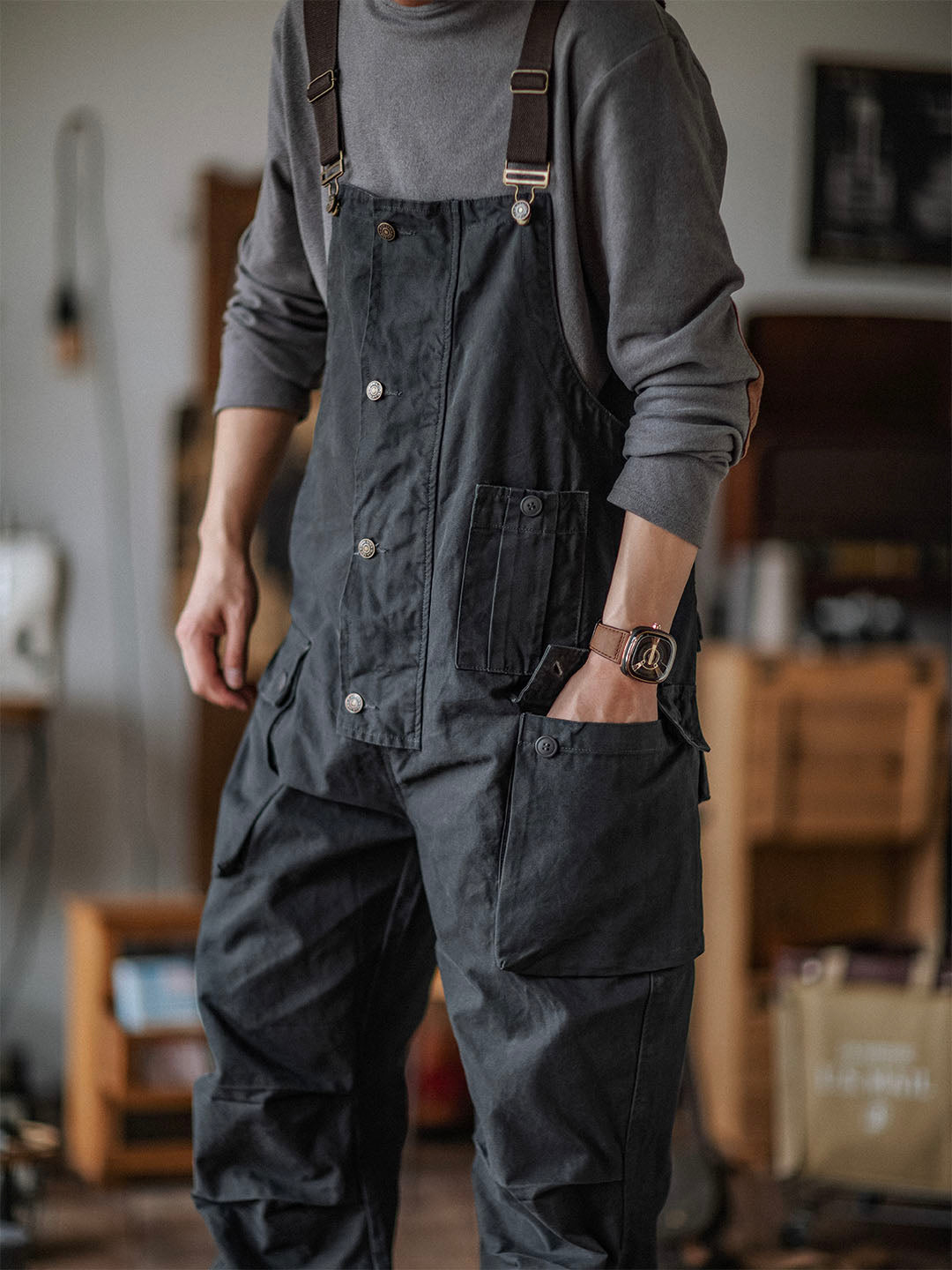 NOUVEAU RICHE Carver Canvas-Latzhose Robuste Und Funktionale Arbeitskleidung Für Handwerker Und Outdoor-Aktivitäten