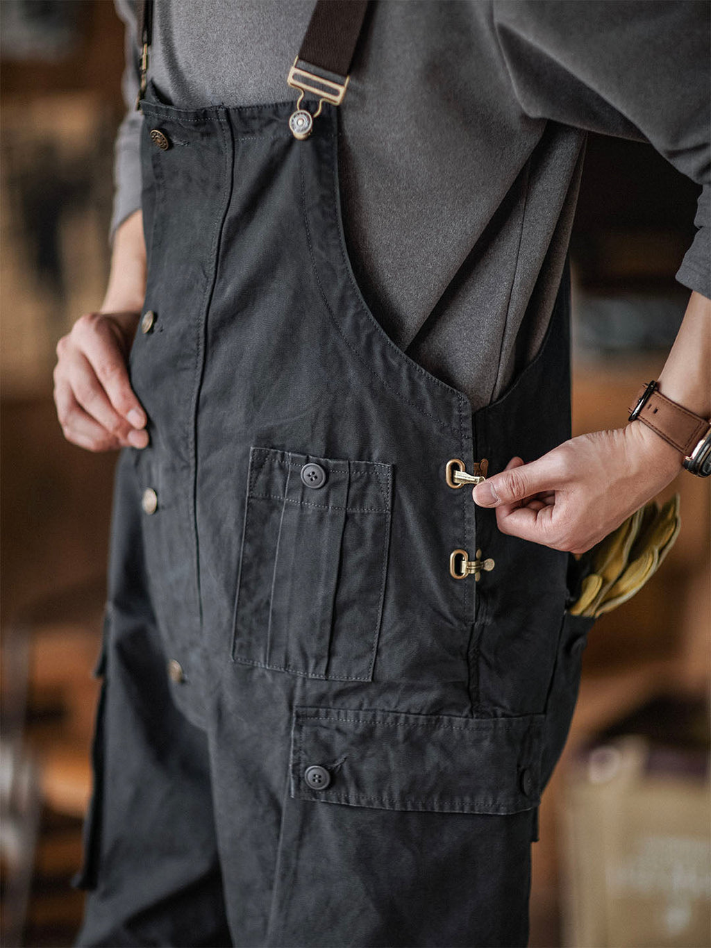 NOUVEAU RICHE Carver Canvas-Latzhose Robuste Und Funktionale Arbeitskleidung Für Handwerker Und Outdoor-Aktivitäten