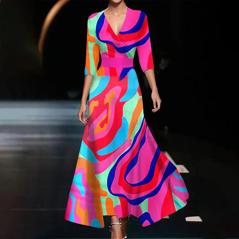 NOUVEAU RICHE Elegantes Maxikleid Mit Blumendruck Für Festliche Anlässe Bunt