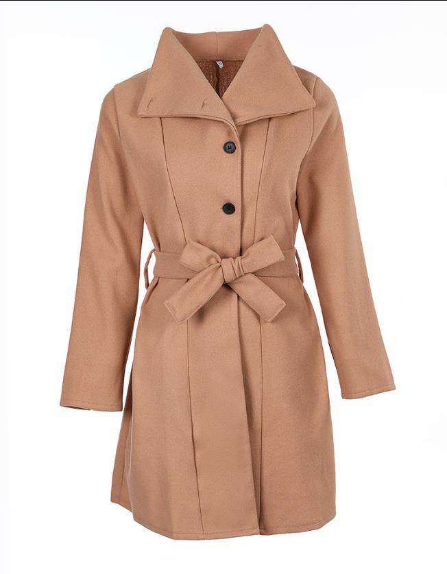 NOUVEAU RICHE Damen Mantel Lang Mit Knopfleiste Und Gürtel Stilvoll - Winterjacke - Wintermäntel Damen