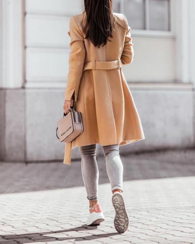 NOUVEAU RICHE Damen Mantel Lang Mit Knopfleiste Und Gürtel Stilvoll - Winterjacke - Wintermäntel Damen