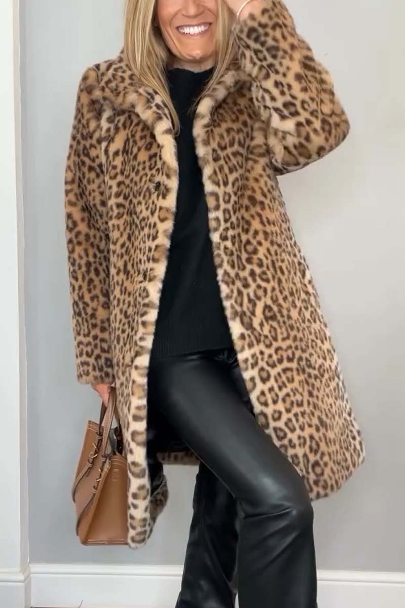NOUVEAU RICHE Luxuriöser Leopardenmantel Damen Taillierte Silhouette
