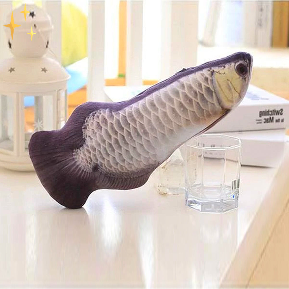 NOUVEAU RICHE Zappelfisch Katzenspielzeug – 4er-Set interaktive bewegliche Fische mit Bewegungssensor, per USB aufladbar