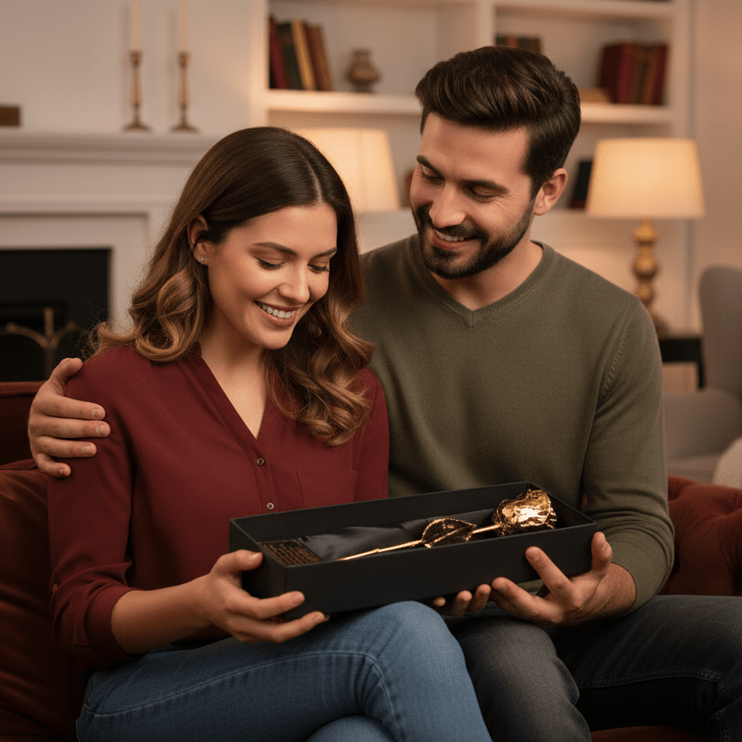 NOUVEAU RICHE Zeitloses Liebesgeschenk: Echte Rose in 24K Gold getaucht