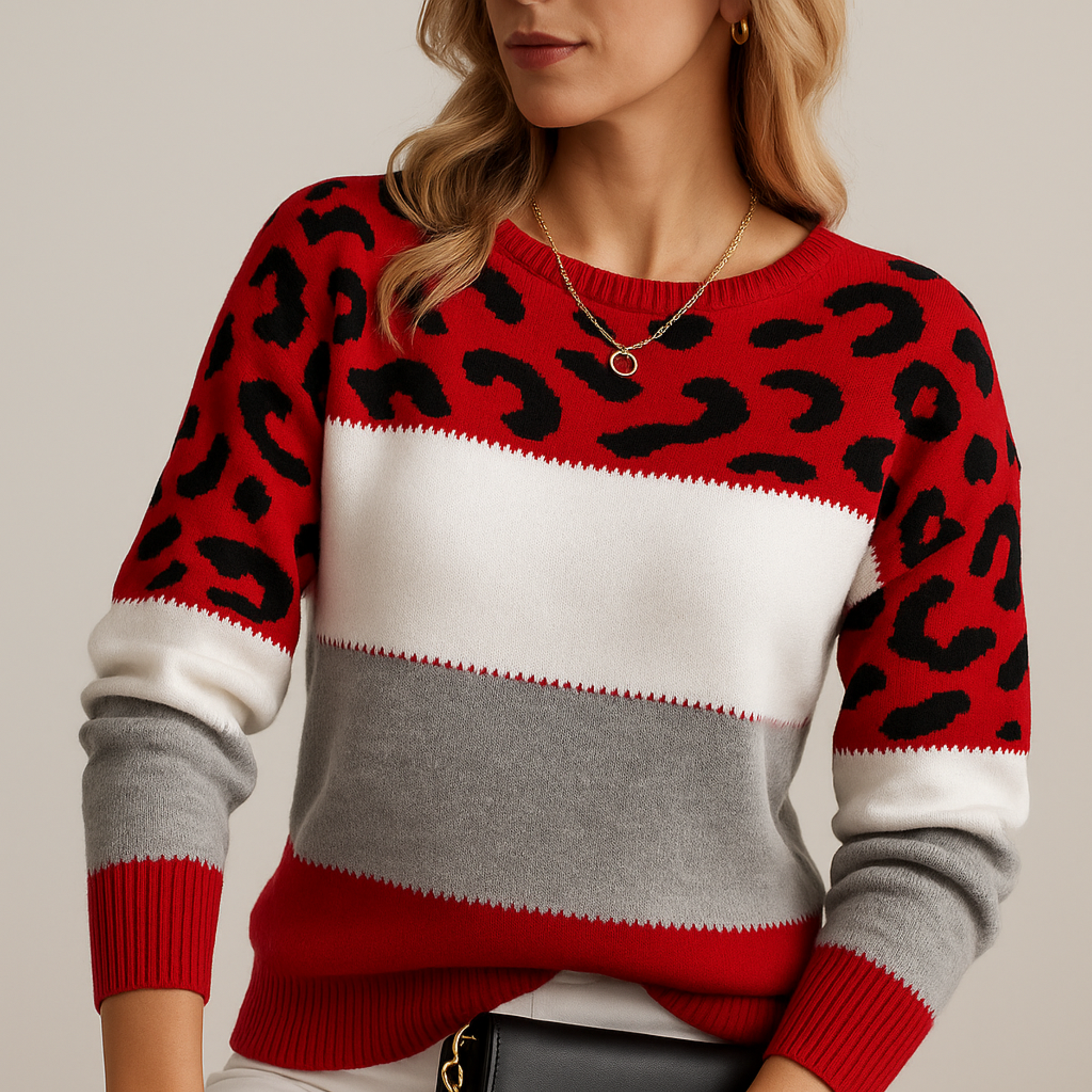 NOUVEAU RICHE Ēden | Damen Eleganter Strickpullover - Feinstrick Pullover mit V-Ausschnitt Rot