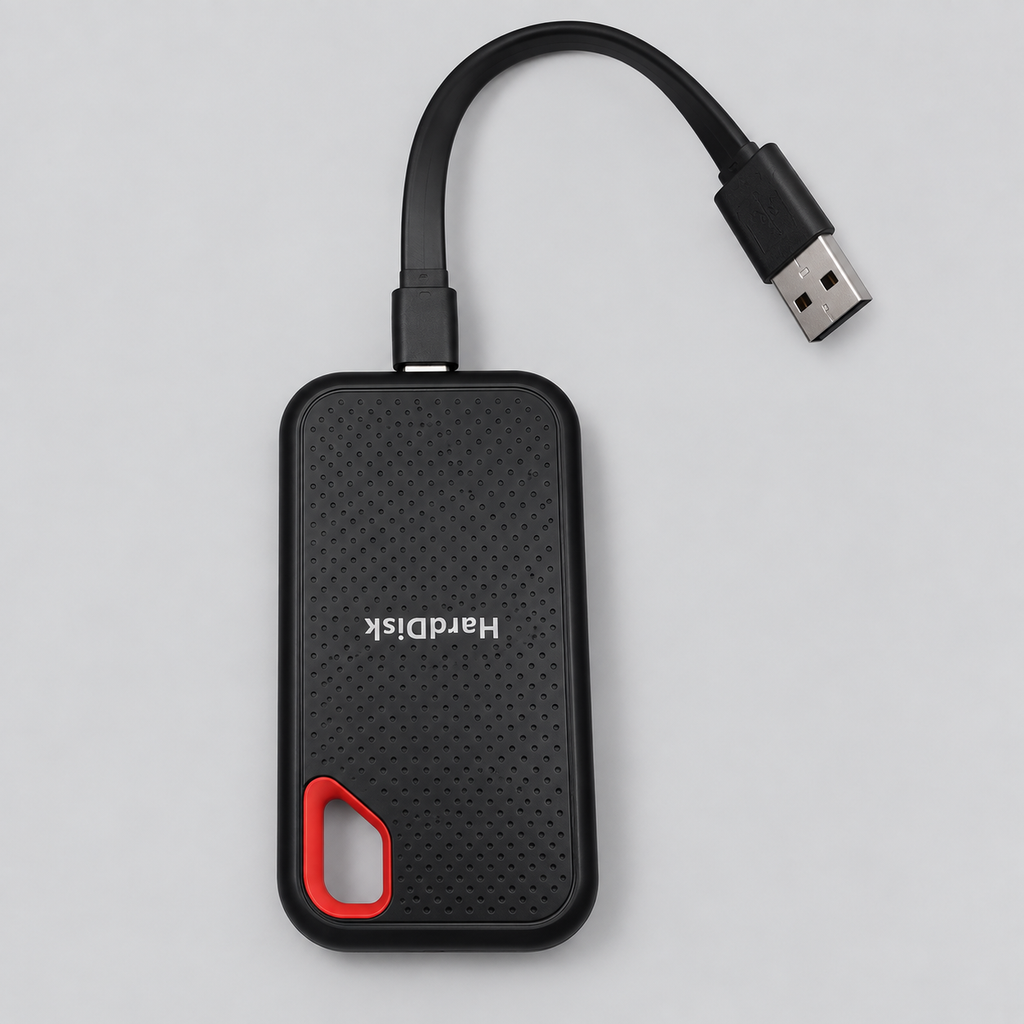 Externe Tragbare SSD – Kompakte Externe Festplatte mit USB-C, Stossfestes Gehäuse, Schwarz