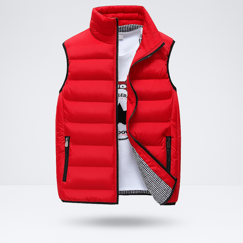 NOUVEAU RICHE Herren Wattierte Leichte Weste Für Herren Wärme Komfort Rot