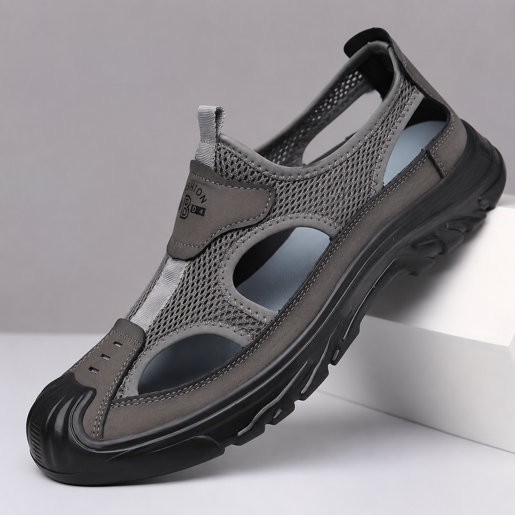 NOUVEAU RICHE Sandalen Herren Atmungsaktiv Leicht PU Sommer Komfort Grau