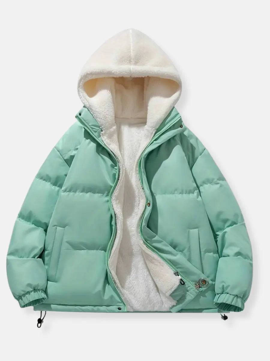 NOUVEAU RICHE Damen Steppjacke Warm – Reißverschluss & Komfort-Stil Mintgrün