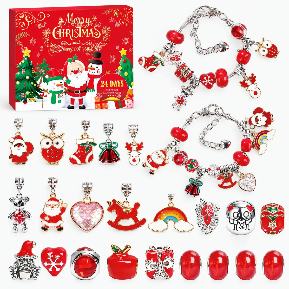 Weihnachts-Adventskalender mit Charms