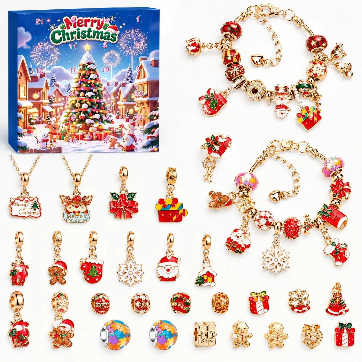 Weihnachts-Adventskalender mit Charms