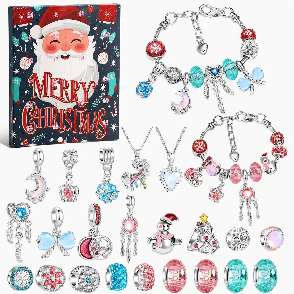 Weihnachts-Adventskalender mit Charms