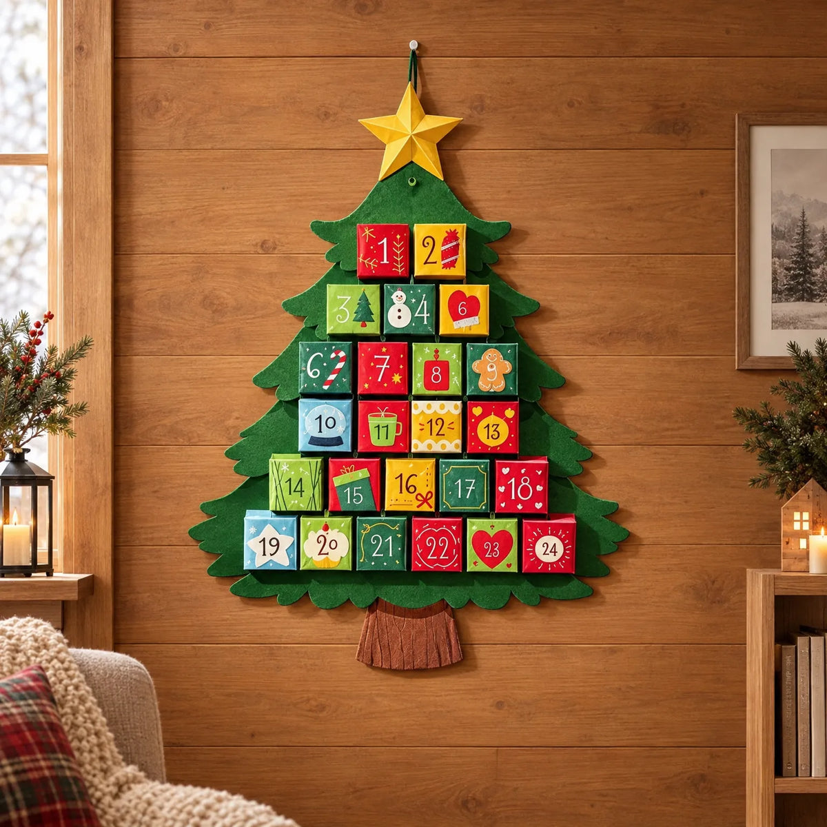 Adventskalender in Weihnachtsbaumform
