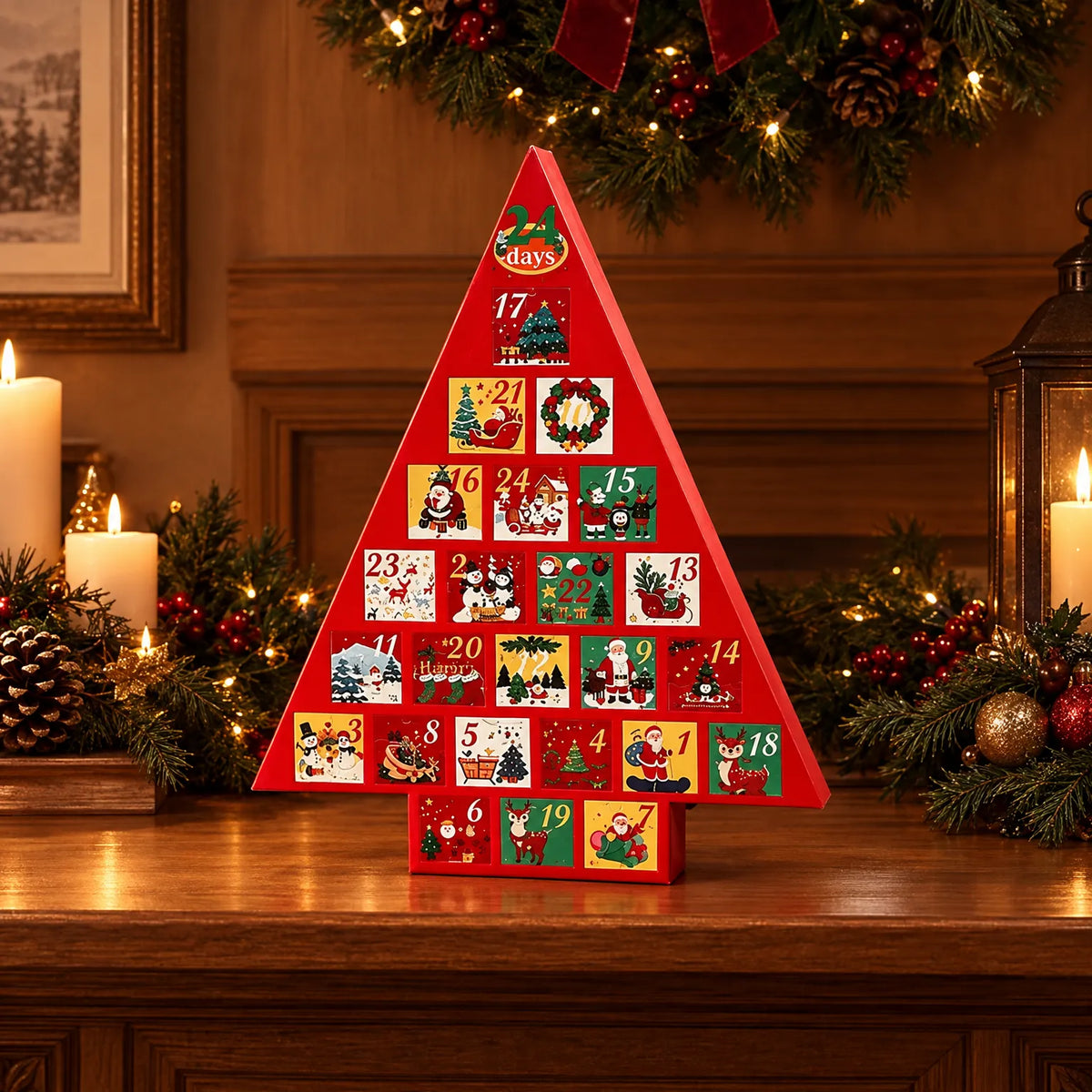 Adventskalender in Weihnachtsbaumform