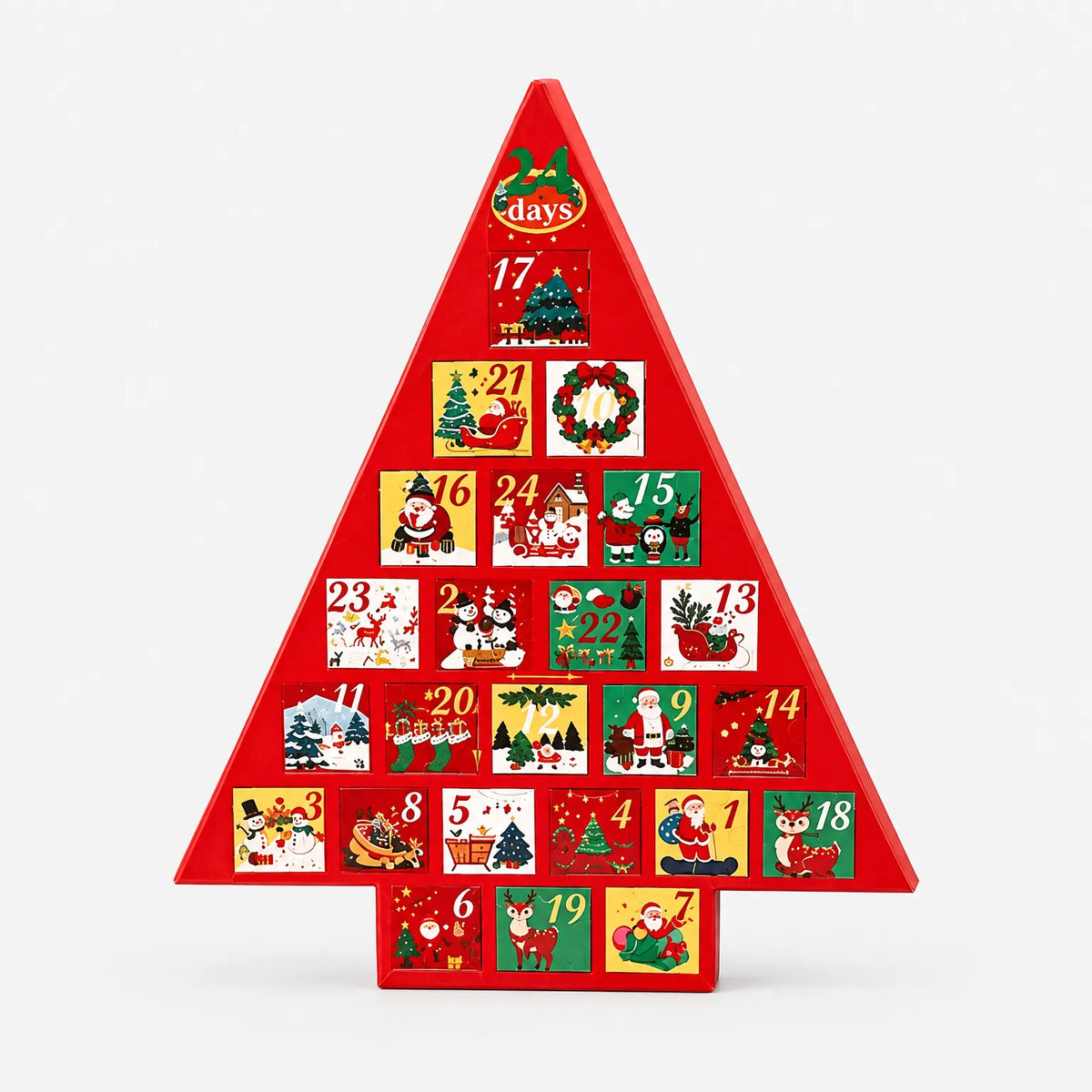 Adventskalender Tannenbaum zum Befüllen – Freistehender Weihnachtsbaum mit 24 Schubladen, 41 cm hoch, Wiederverwendbar