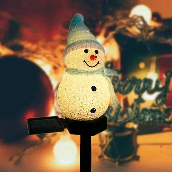 NOUVEAU RICHE Solarbetriebene Schneemannlampe – Solar Gartenleuchte Schneemann, Weihnachtsdeko Aussen, 1+1 Gratis – SolarSnow