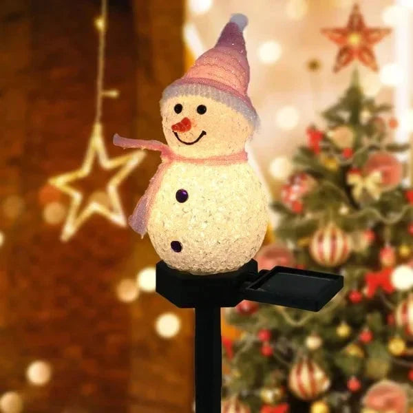 NOUVEAU RICHE Solarbetriebene Schneemannlampe – Solar Gartenleuchte Schneemann, Weihnachtsdeko Aussen, 1+1 Gratis – SolarSnow