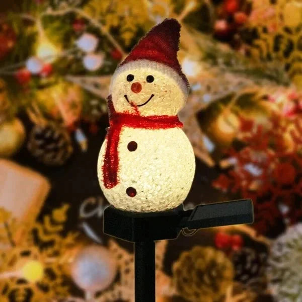 NOUVEAU RICHE Solarbetriebene Schneemannlampe – Solar Gartenleuchte Schneemann, Weihnachtsdeko Aussen, 1+1 Gratis – SolarSnow