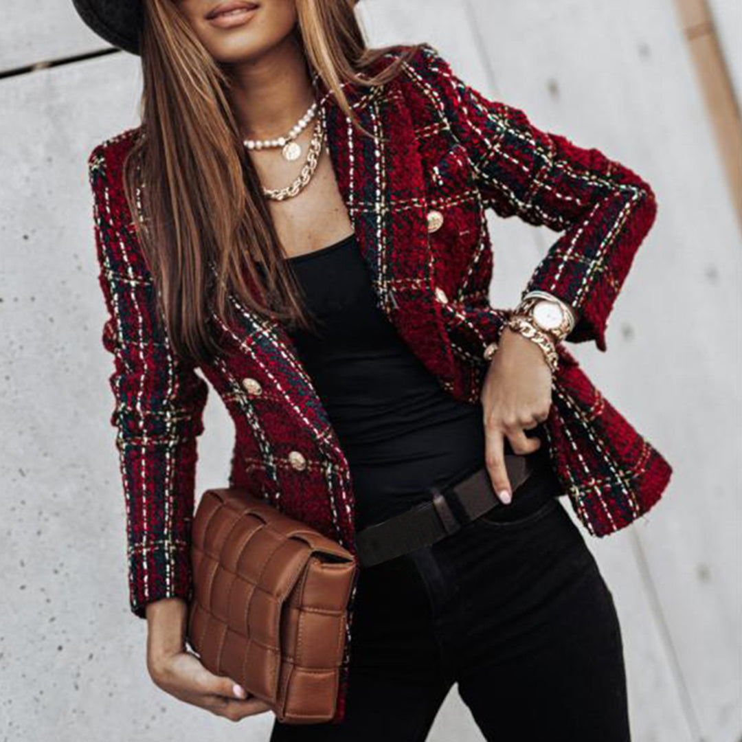 NOUVEAU RICHE Adōre | Damen-Blazer mit Knöpfen | Casual Weinrot