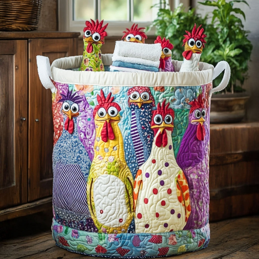 NOUVEAU RICHE Gesteppter Wäschekorb – Cluck Couture Stoff-Wäschesammler, freistehend, faltbar, Canvas-Griffe, 3 Grössen