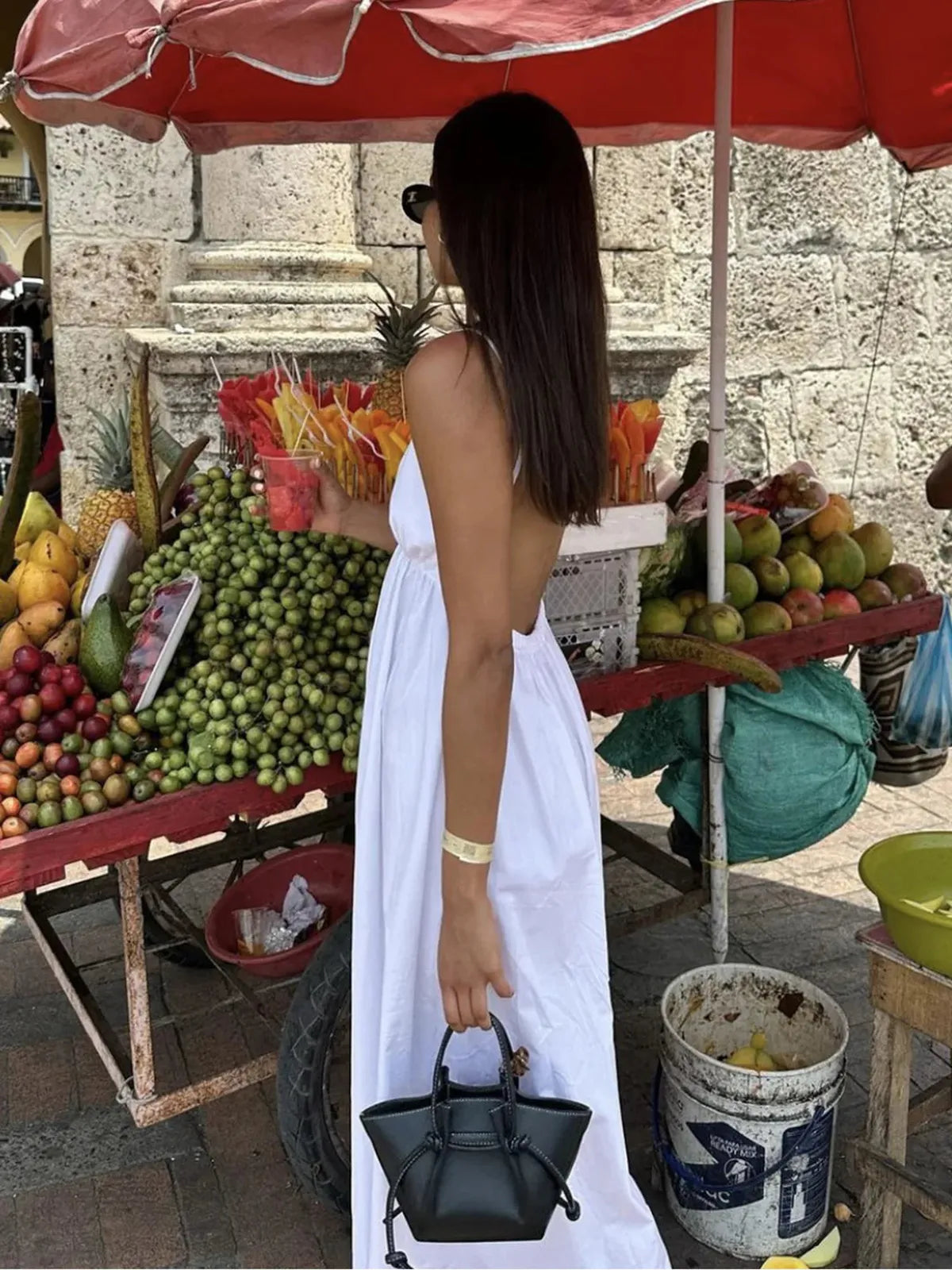 NOUVEAU RICHE Ärmelloses Maxikleid mit Offenem Rücken und V-Ausschnitt