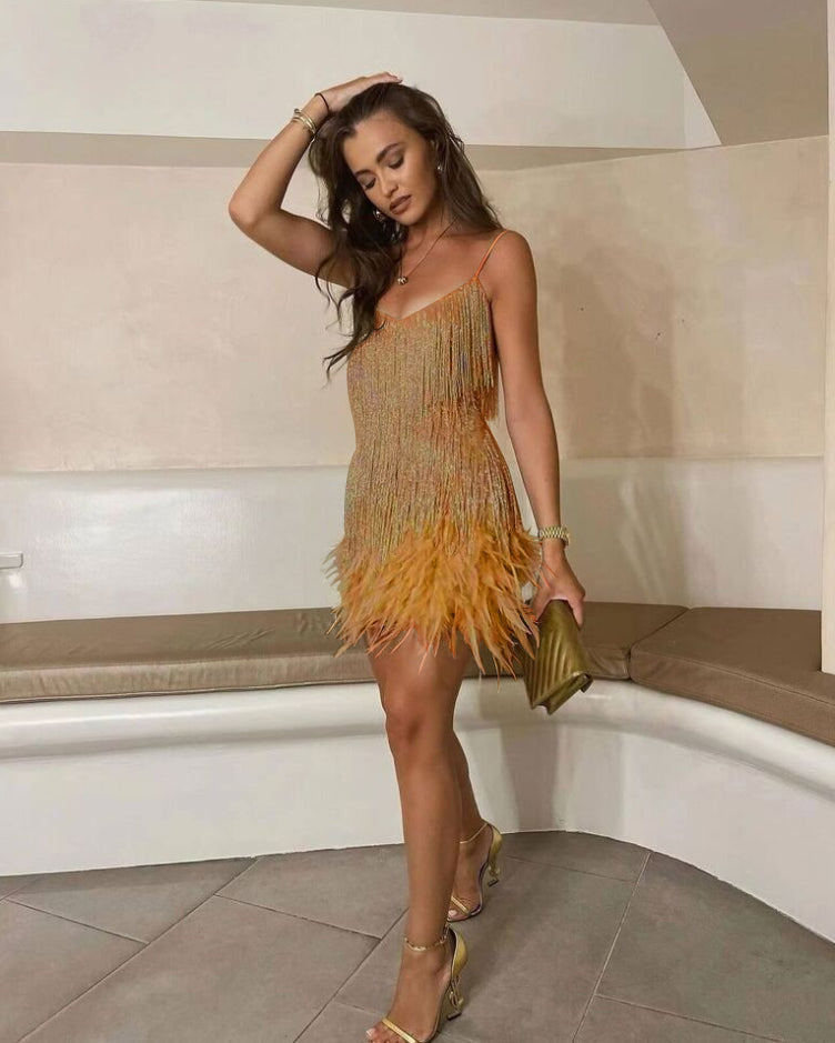 NOUVEAU RICHE Cocktailkleid Weiß Bequeme Passform Elegantes Design Gold