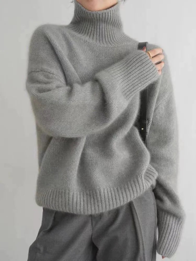 NOUVEAU RICHE Damen Pullover Weich Kaschmir Warmes Gefühl Grau