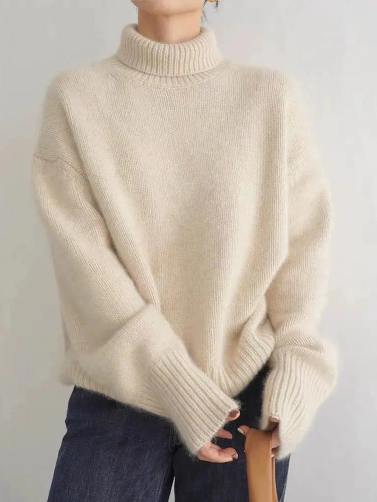 NOUVEAU RICHE Damen Pullover Weich Kaschmir Warmes Gefühl Beige