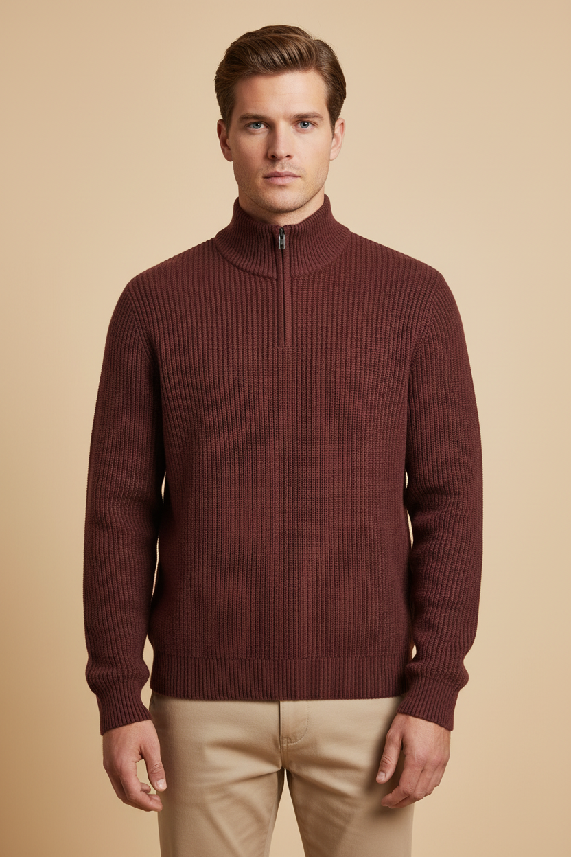 NOUVEAU RICHE Herren Freizeitpullover Mit Reißverschluss Hochwertiges Material Business-Casual